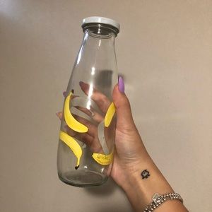 INDIGO banana print glass bottle